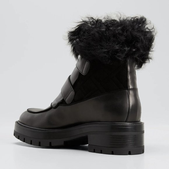 Aquazzura  Ryan Lug-Sole Shearling Buckle Boots - Picture 6 of 15
